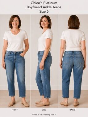 Chicos platinum boyfriend jeans ankle size 6 Chicos 0.5